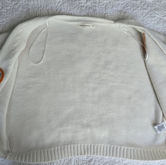 Orange Motif Fruit Slice Open Sweater Knit Cardigan - Picture 10 of 12